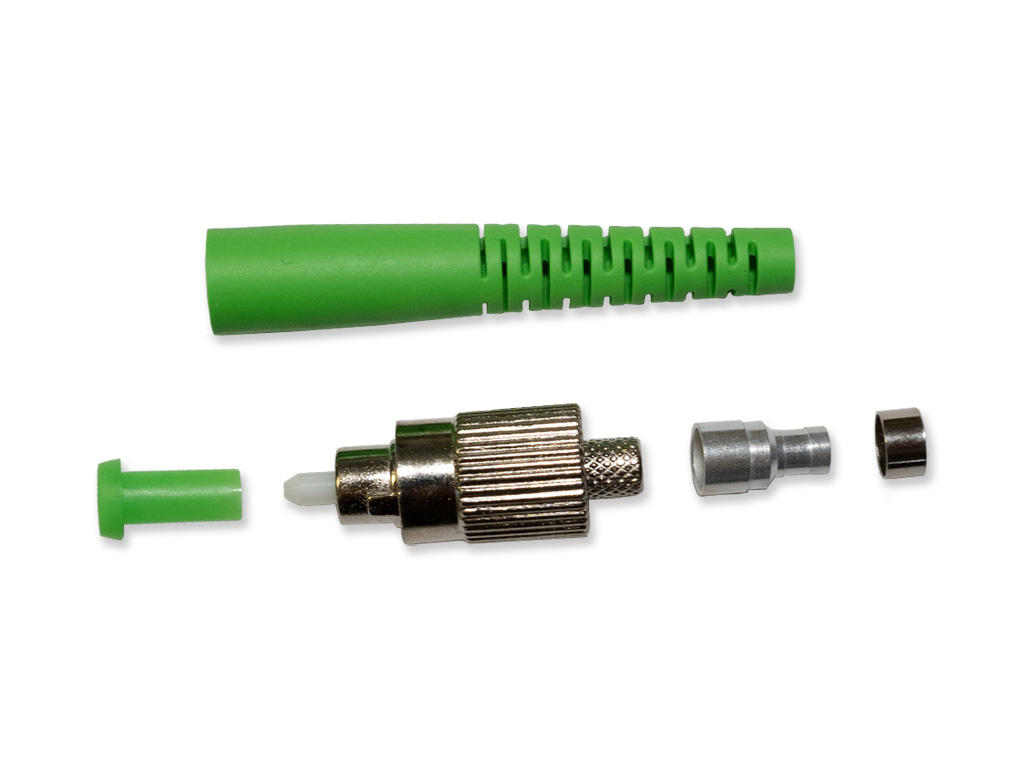 FC/APC LWL Stecker singlemode 3mm mit grünem Knickschutz 