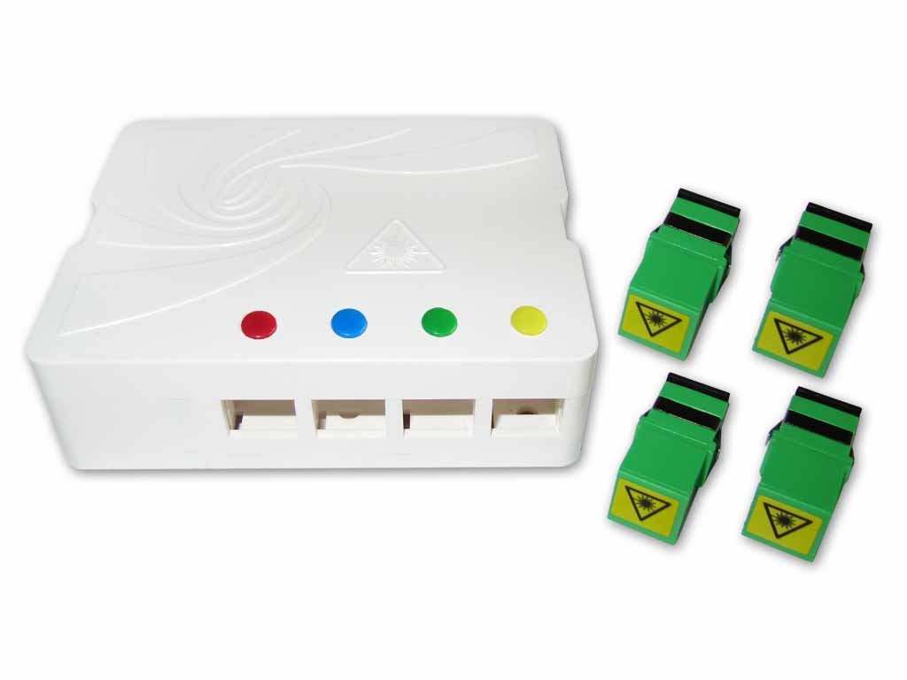 LWL FTTH Anschlussdose 4 x SC APC simplex Kupplung mit Shutter