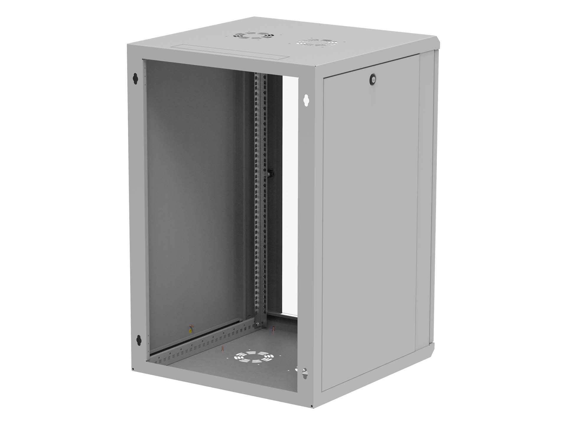 19" Wandschrank 18 HE einteilig 600mm tief Rückansicht