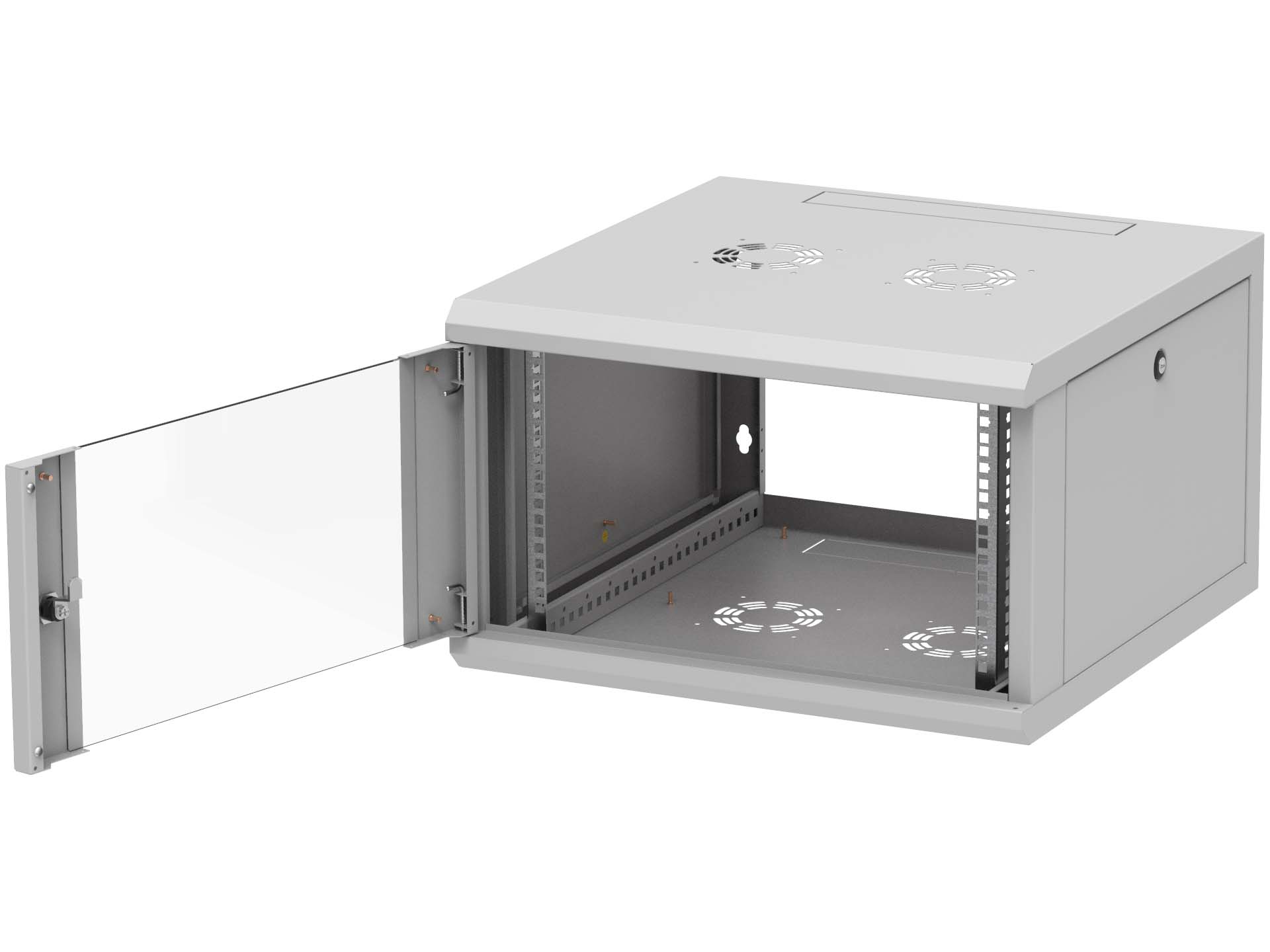 RKW-6U1-6 19 Wandschrank 6 HE Glastür 600 mm tief