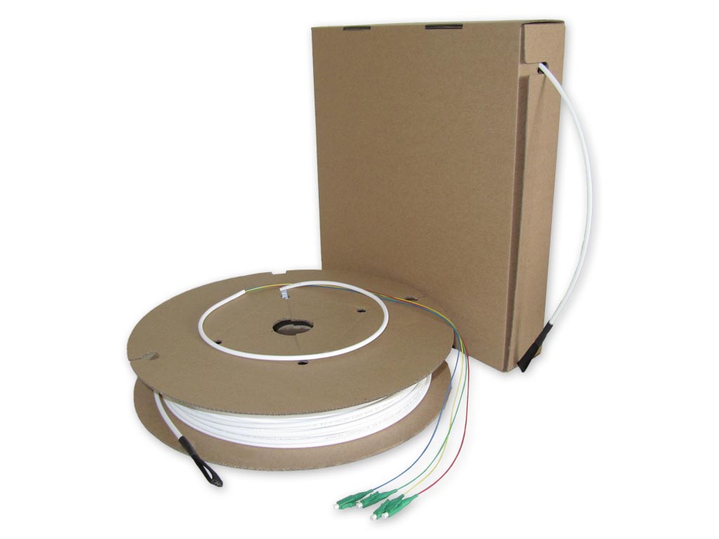 FDR4S-4LA-ftth-lwl-innen-dropkabel-4-e9-657-a2-4-lc-apc-auf-Spule FTTH Drop Kabel auf Spule Pizzabox konfektioniert 4 LC APC