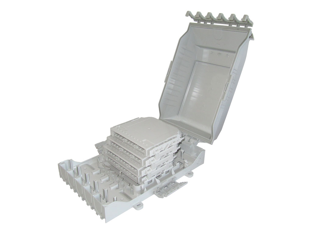 LWL FTTH Glasfaser hausanschlusskasten IP65 48 SC simplex LC duplex Kupplungen 96 Spleiße