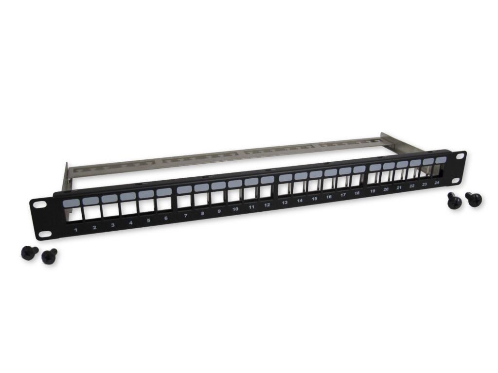 19" 24-Port Modular Patchpanel für Keystone Module, 1HE, schwarz