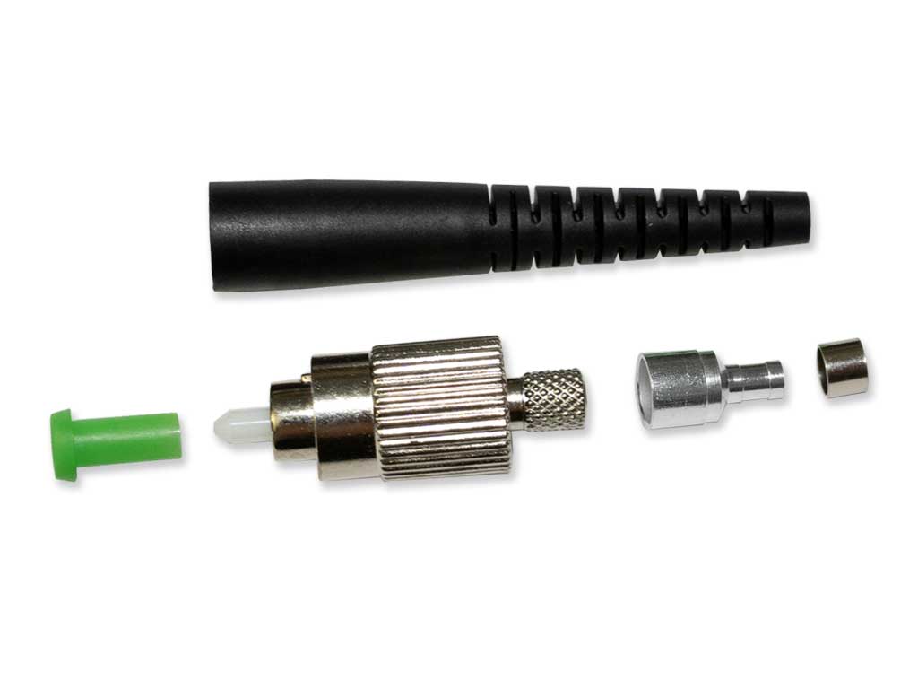 FC/APC LWL Stecker singlemode 2mm mit schwarzem Knickschutz 