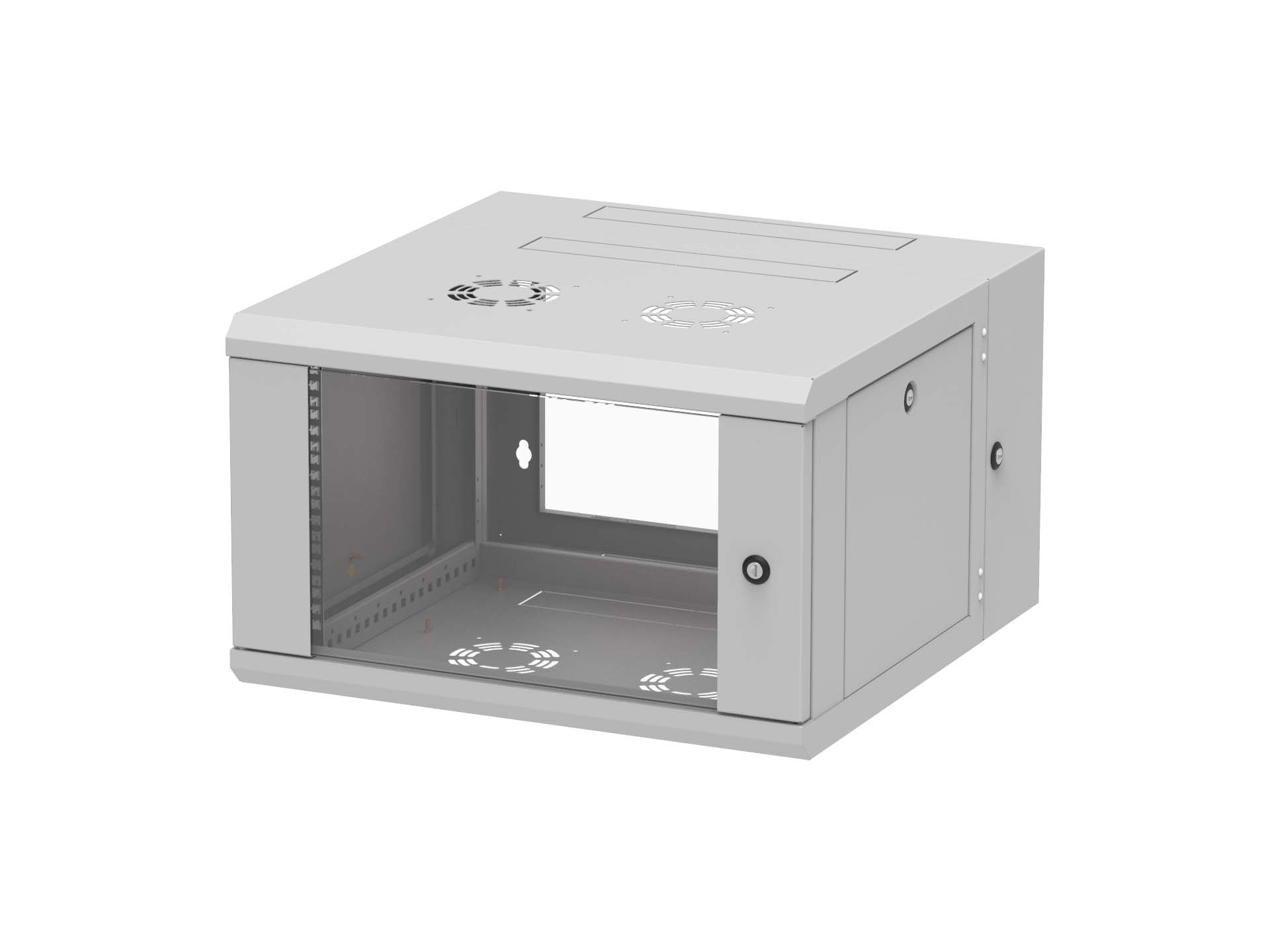 19" Wandschrank 6 HE zweiteilig 600mm tief mit Schwenkrahmen