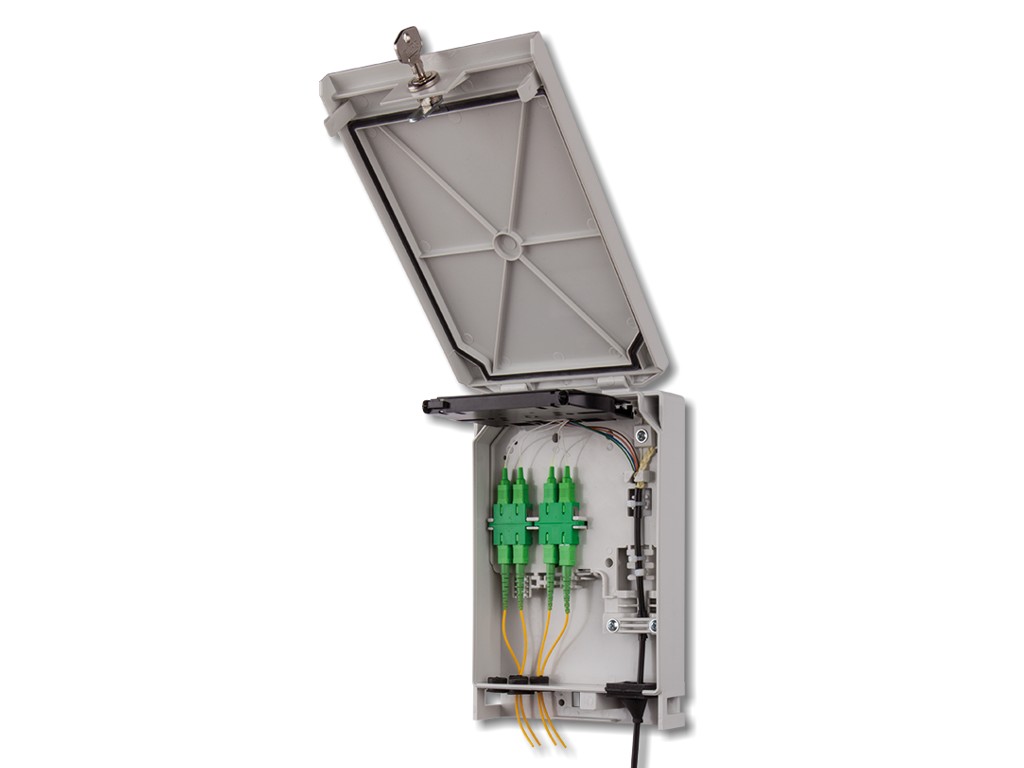 Glasfaser FTTH Wandverteiler IP54 bis 8 Stecker oder 12 Fasern