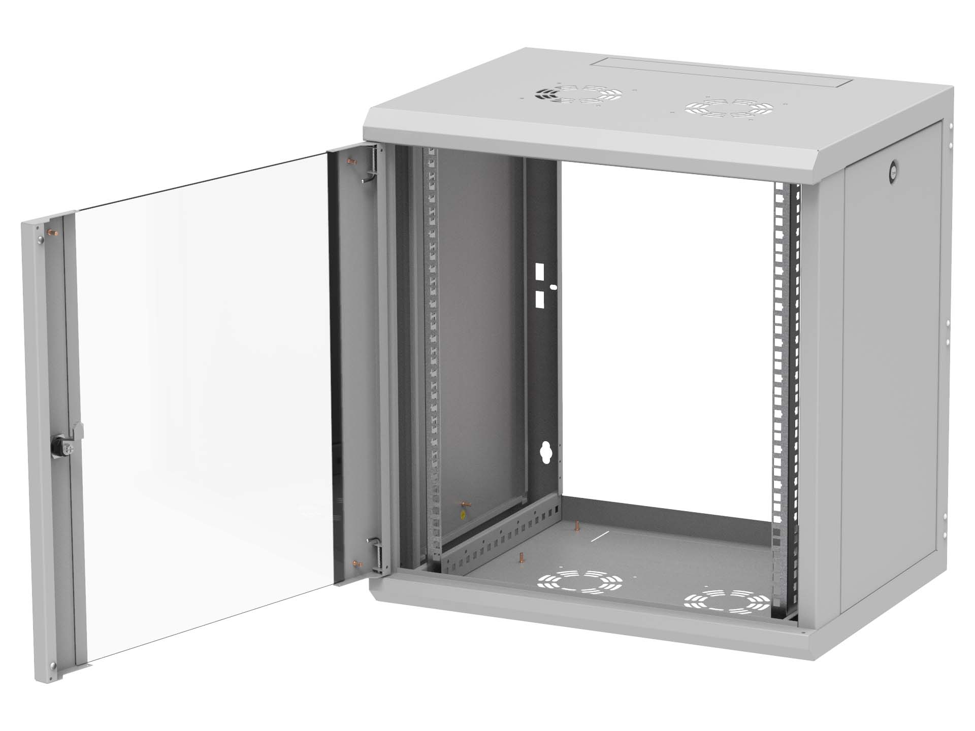 19" Wandschrank 12 HE einteilig glastür 450mm tief