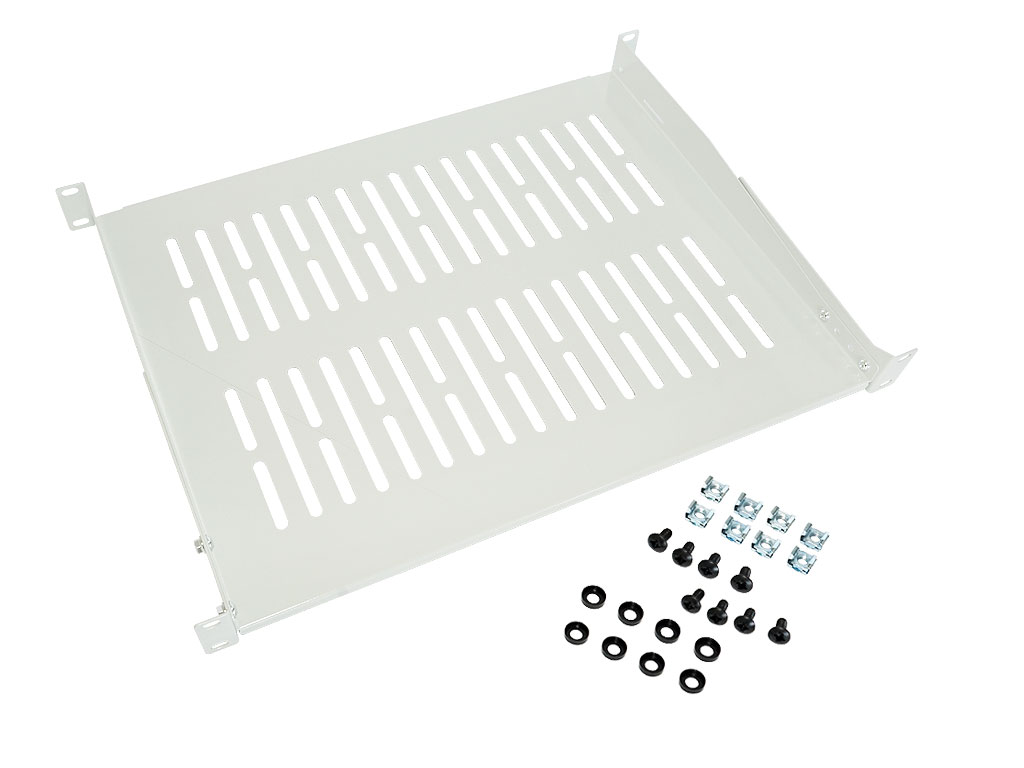 19" Fachboden 1HE für Wandschränke Tiefe regulierbar 350-450mm
