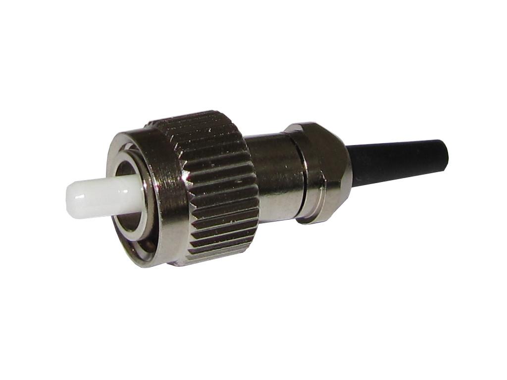 FC/PC simplex LWL Stecker singlemode für 0,9mm Ader mit schwarzem Knickschutz