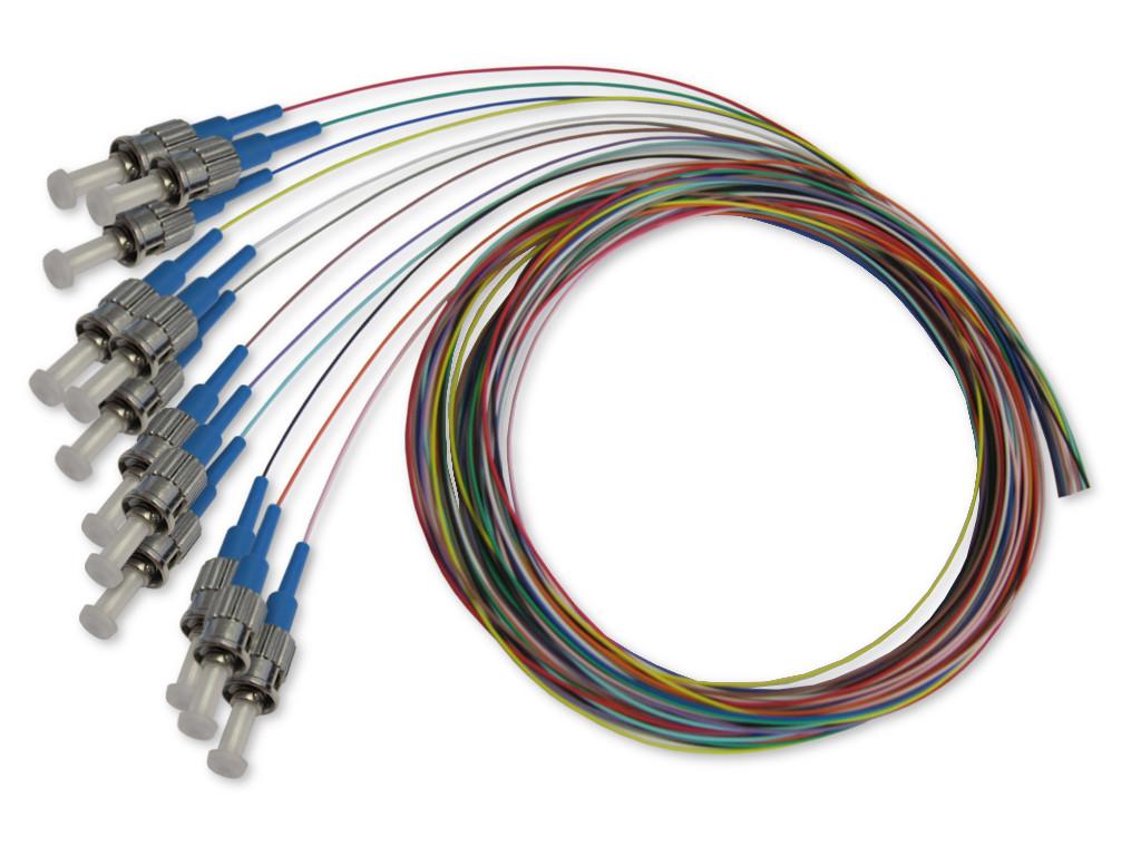 ST-Pigtail multimode 62,5/125µm, 2m, 12 farbig