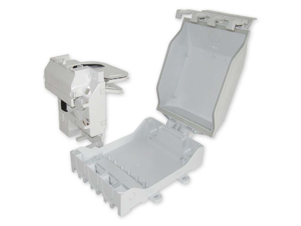 LWL FTTH Gebäudeverteiler IP65 für 12x SC-duplex bzw. LC-quad Kupplungen bis 48 Spleiße