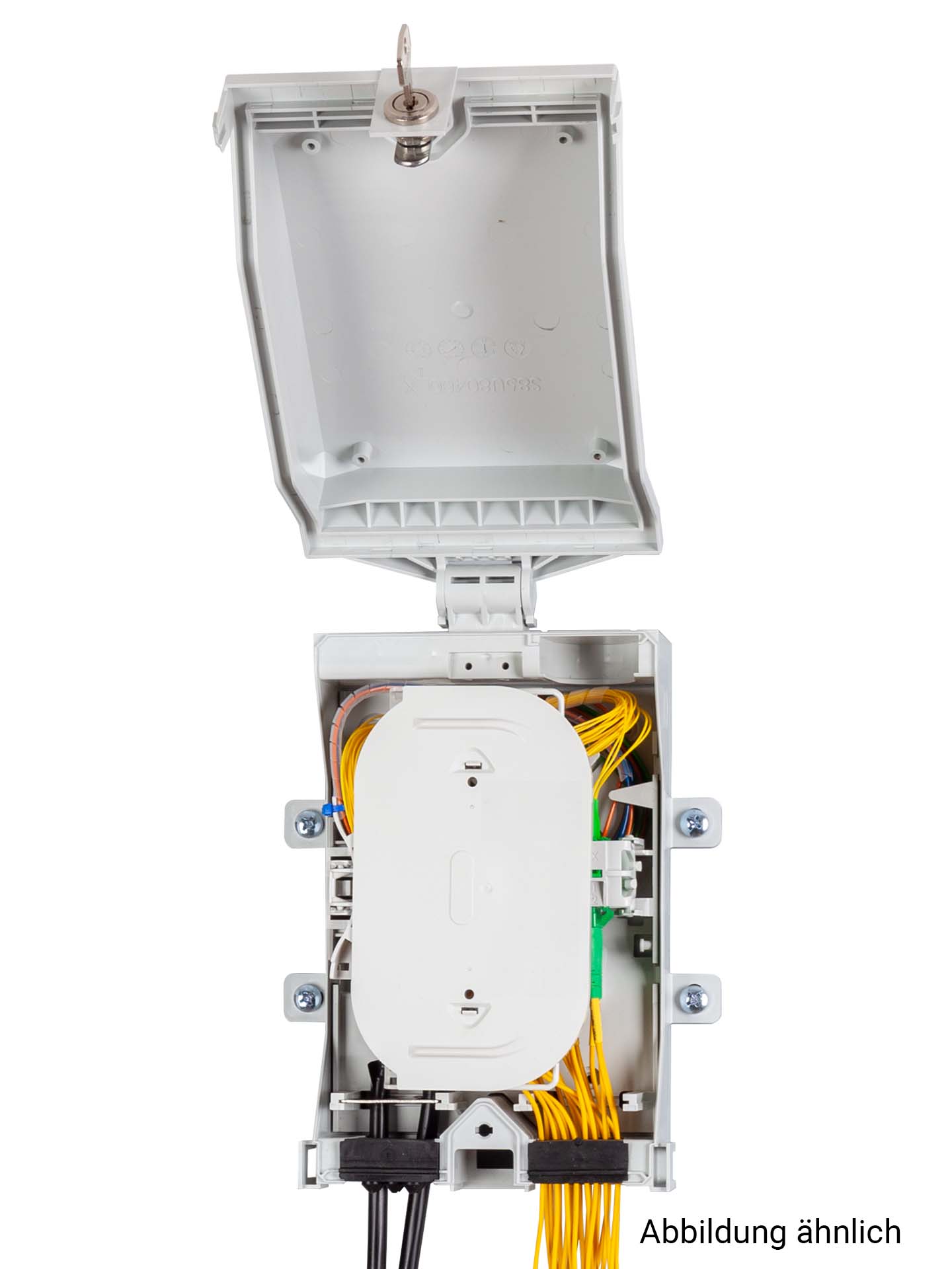 LWL FTTH gebäudeverteiler IP65 für 6x SC-simplex bzw. LC-duplex Kupplungen bis 12 Spleiße