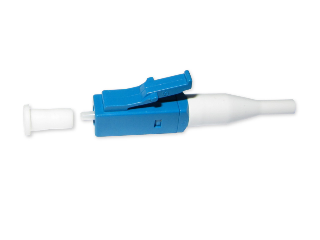 LC/PC simplex Stecker singlemode blau für 0,9mm Ader inkl. Knickschutz