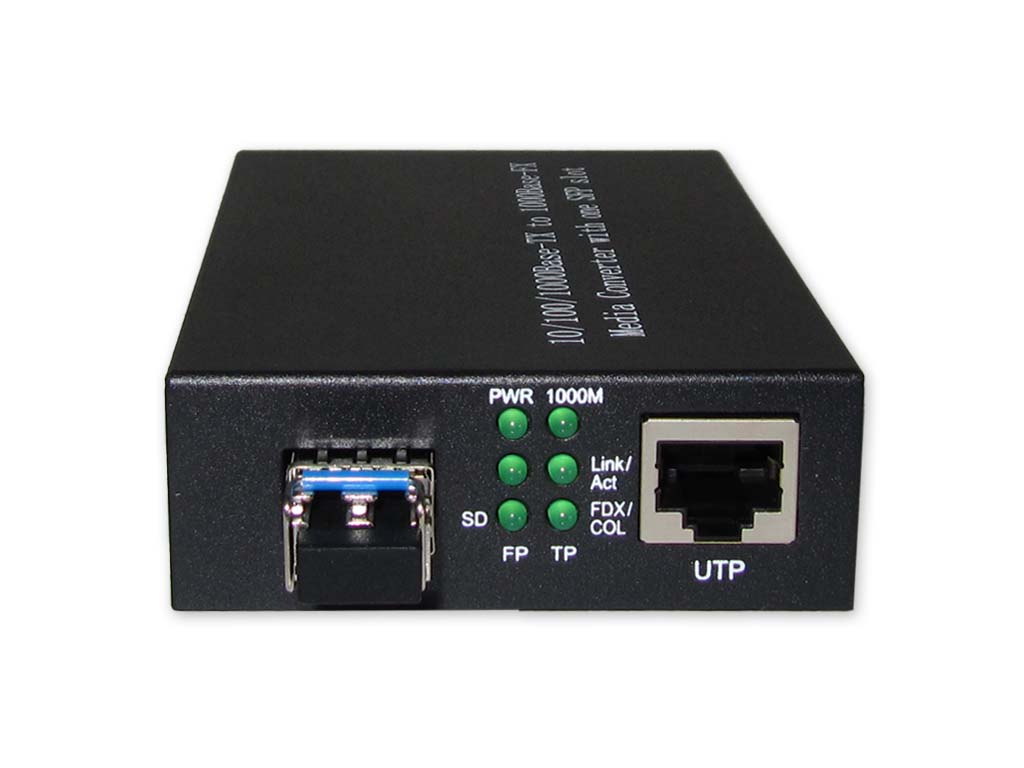 LWL Medienkonverter 10/100/1000BaseTX zu 1000BaseFX, inkl. SFP Modul singlemode 1310nm, 10km